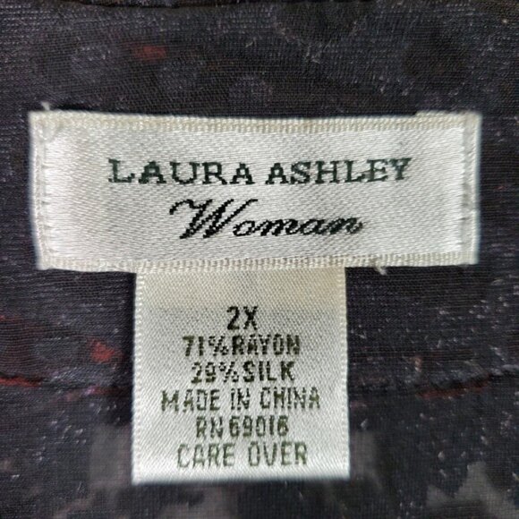 Laura Ashley Jacket Womans 2X Patchwork Velvet Burnout Silk Blend Kimono Boho - Picture 6 of 7